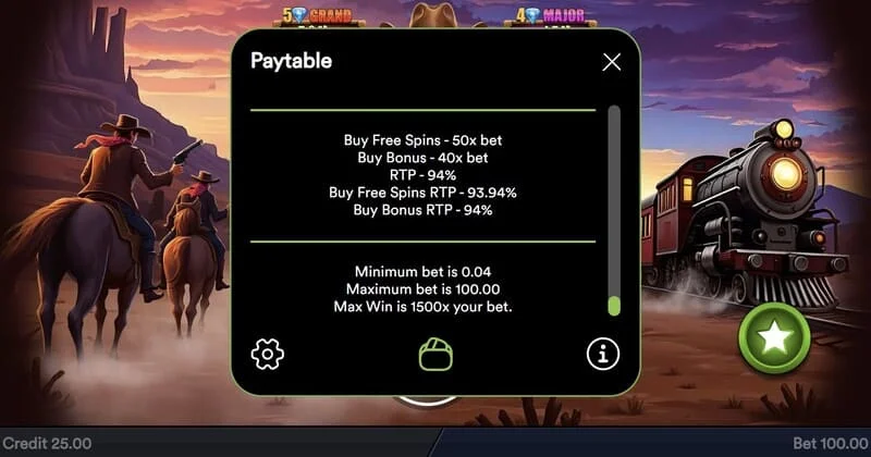 Gold Train Heist - Endauszahlung der Hold and Win Runde